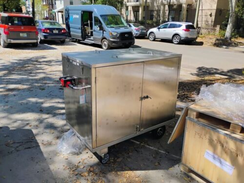 Electric cart in front of Krishna House on Friday, March 20, 2026.