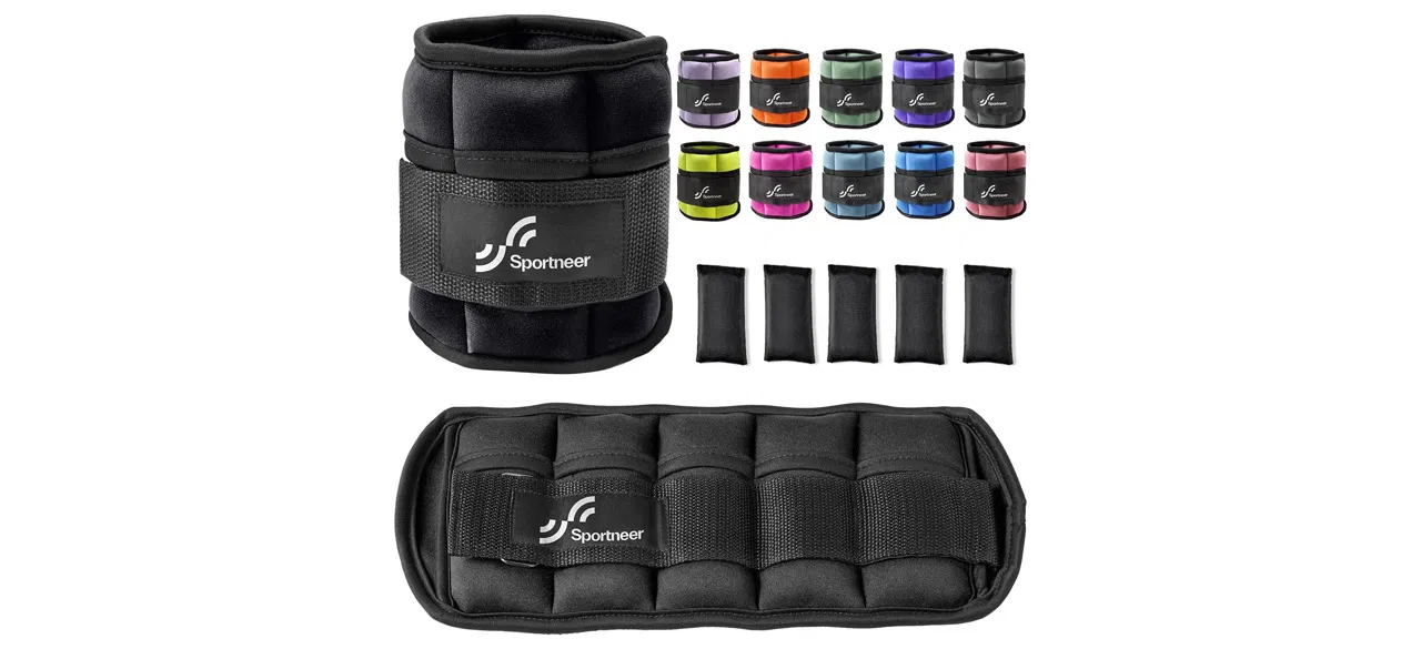 Sportneer adjustable ankle weights on white background