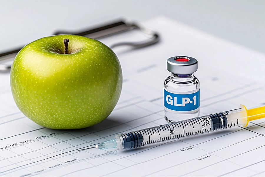 GLP-1 injection and apple.