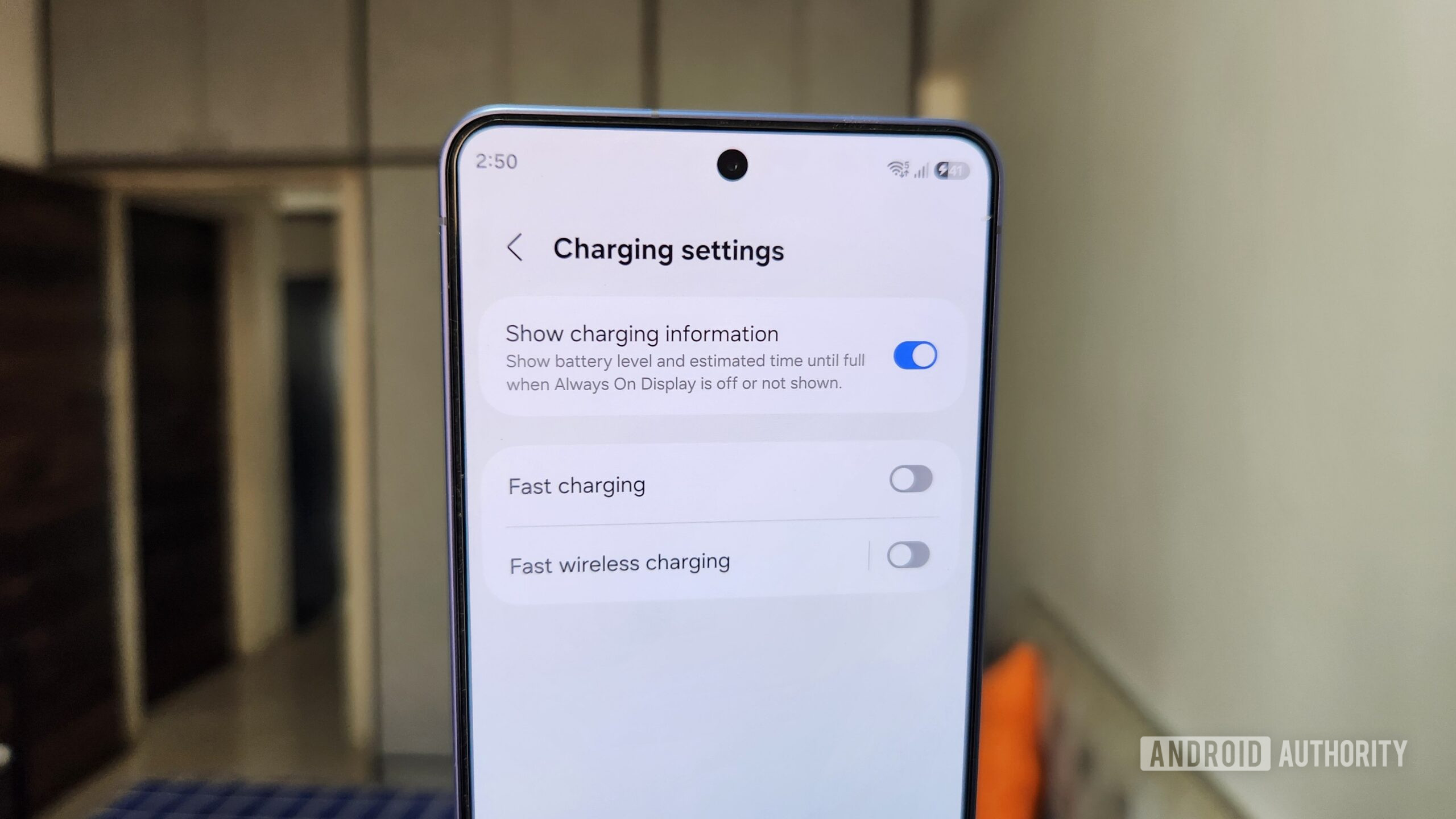 Charging settings on Samsung Galaxy S26