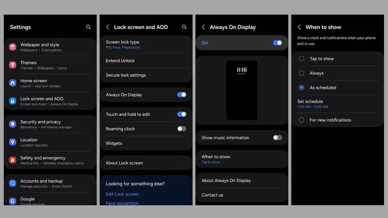 An image collage that is always present in display settings in Android smartphone OS