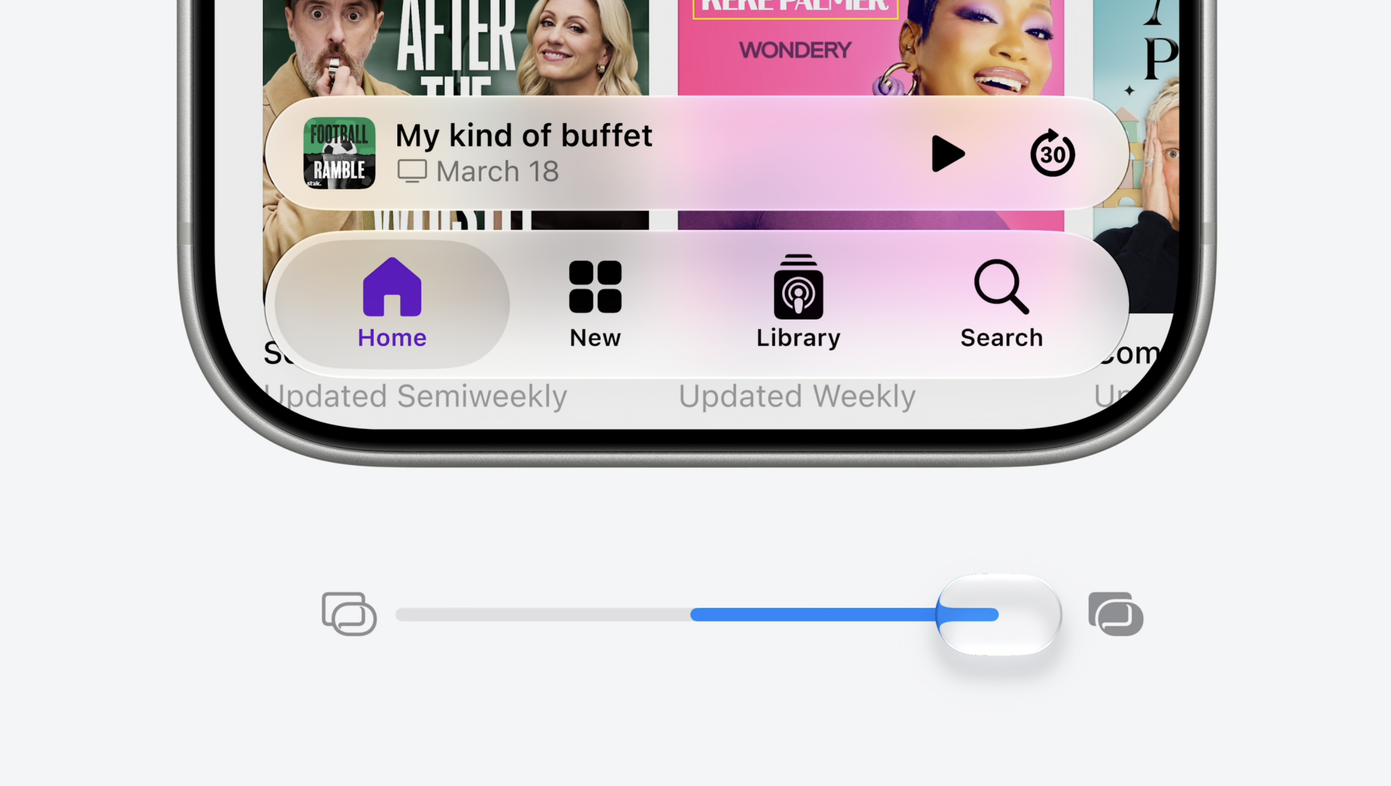 Liquid glass slider in ios 27