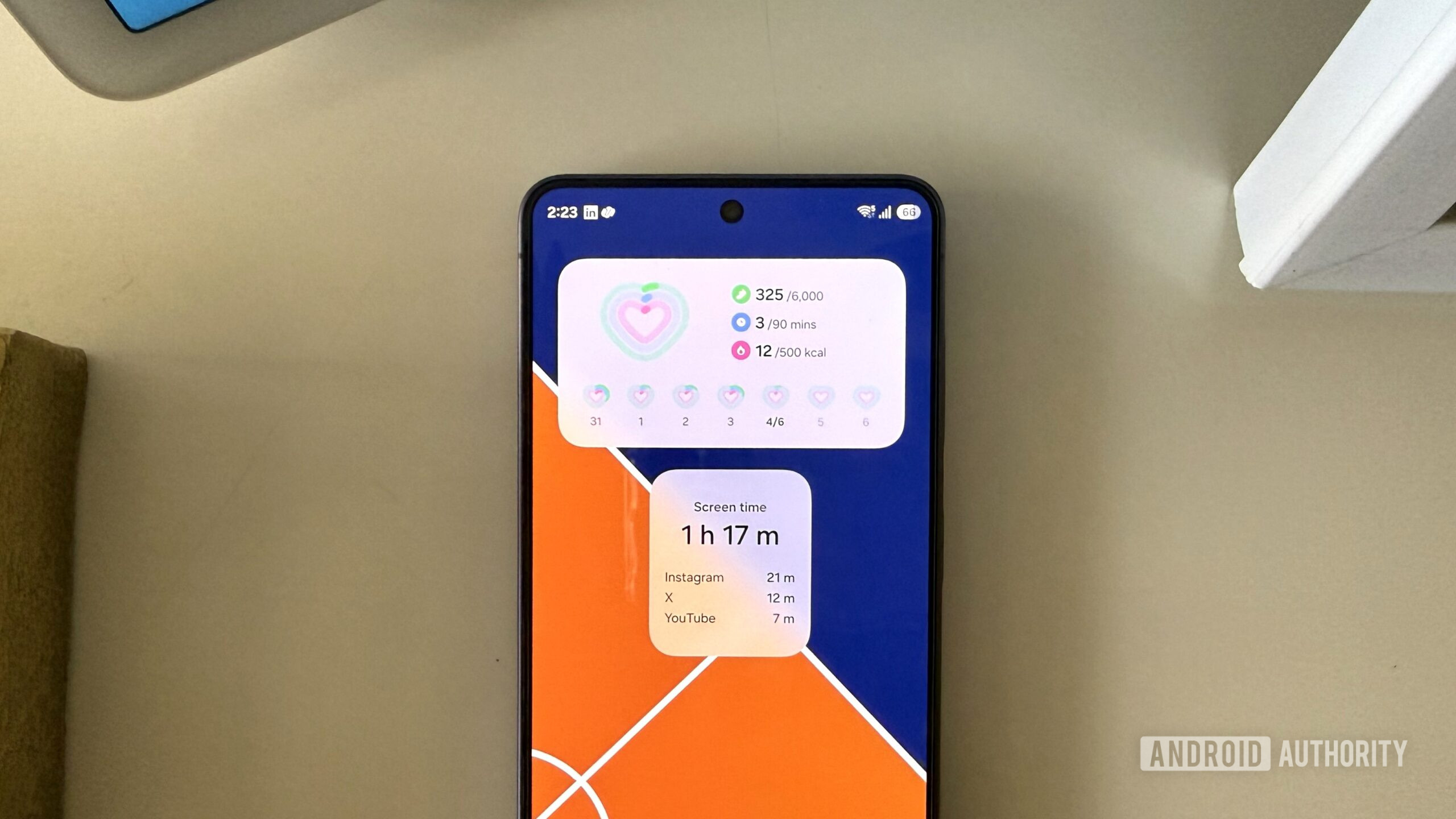 Screen time widget on Samsung phone