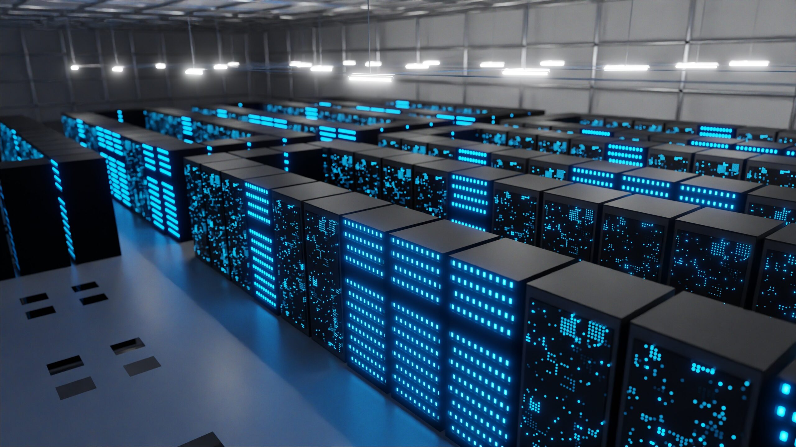 Computer servers inside a large data center.