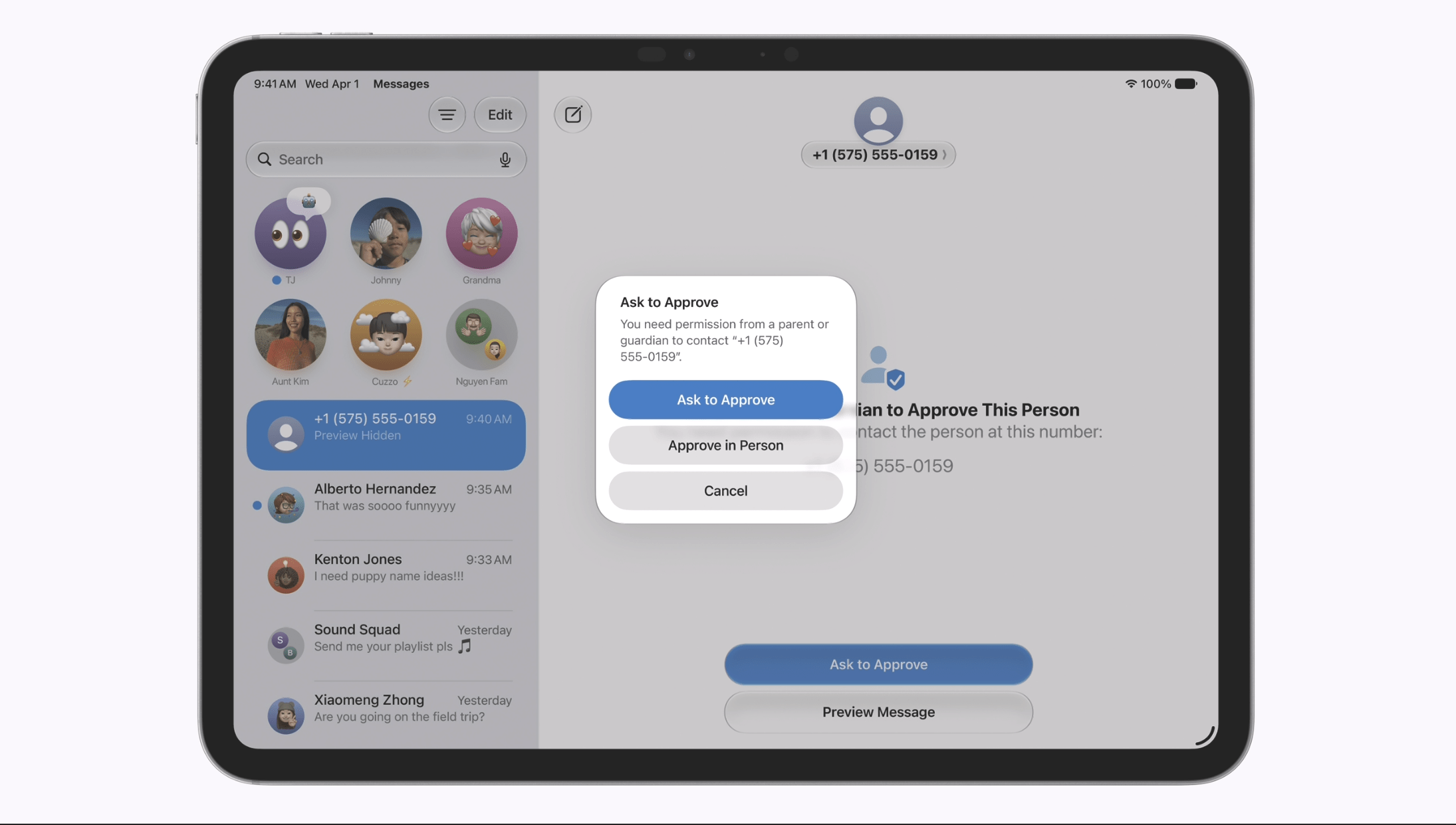 Communication Limits now allows you to block vulgar and violent content in messages with Nudity, as well as control who your child can communicate with.