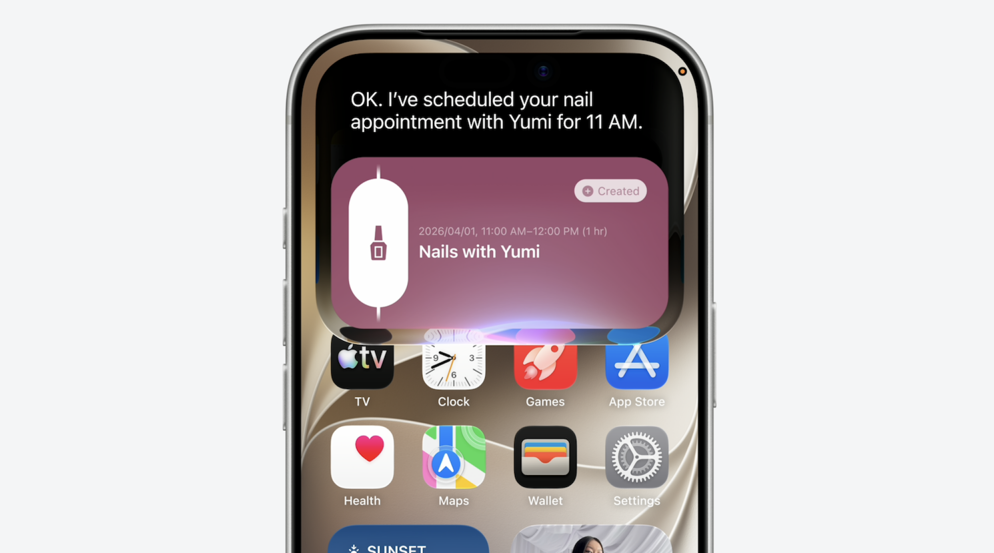 Siri AI creates a calendar appointment to do manicures