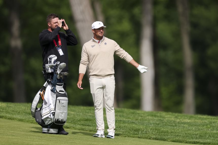 Bryson DeCambeau during a practice round prior to the PGA Championship at Arronimking Golf Club on May 11, 2026 in Newtown, Pennsylvania.