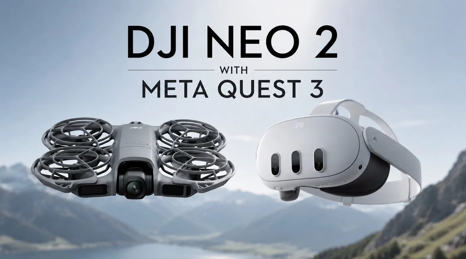 The DJI Neo 2 drone hovers in the backyard environment.