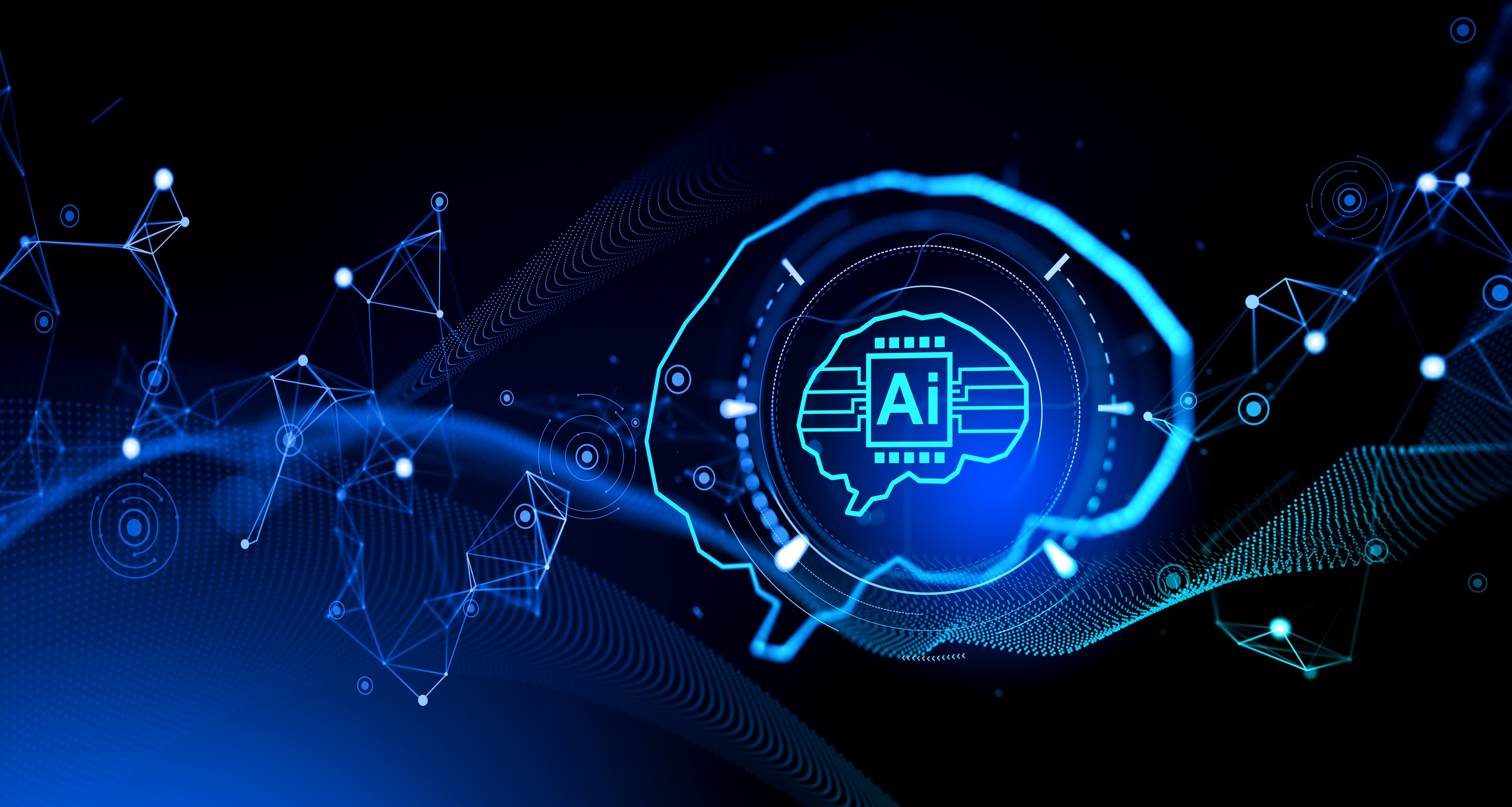 Artist rendering of AI in the brain.